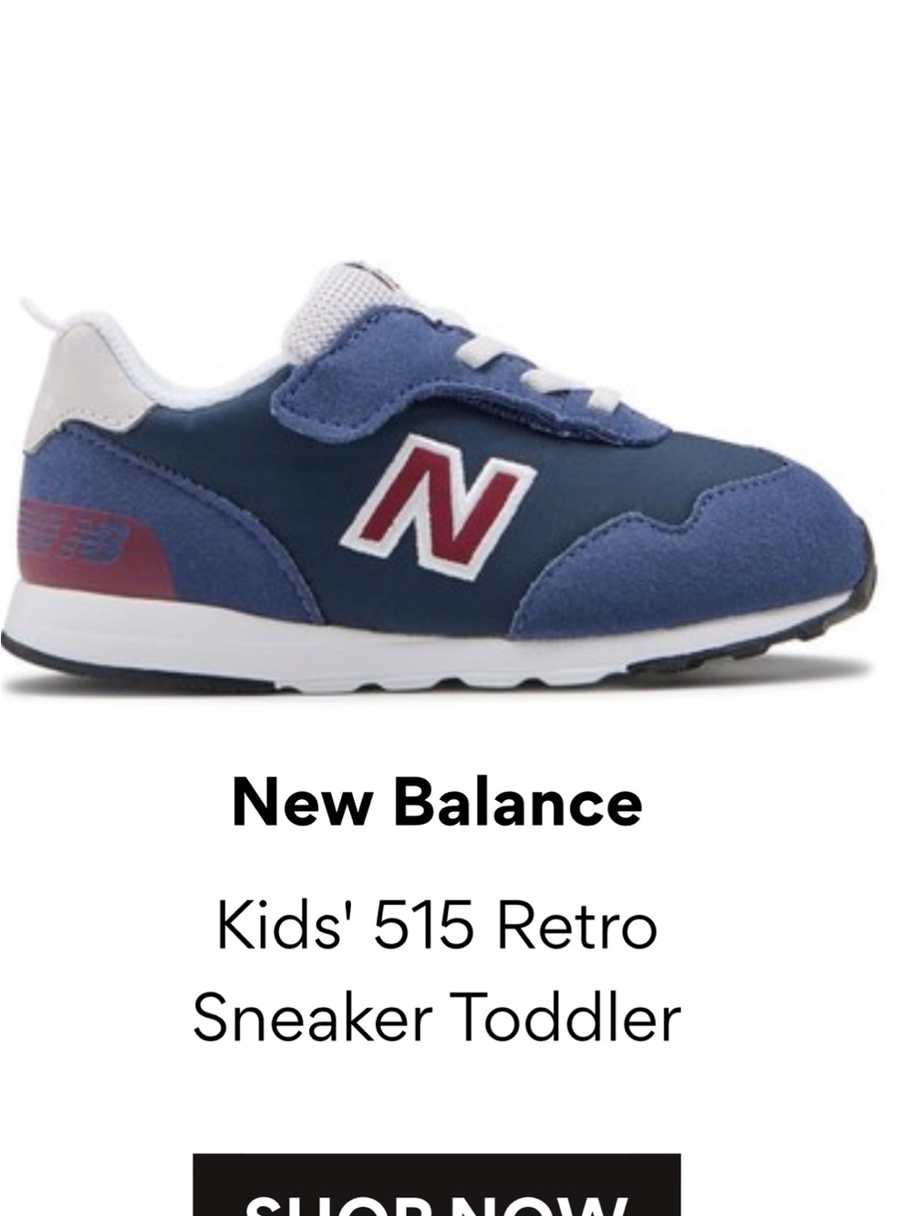 New Balance Kids' 515 Retro Sneaker - Navy, Blue, Maroon, White Todder 10